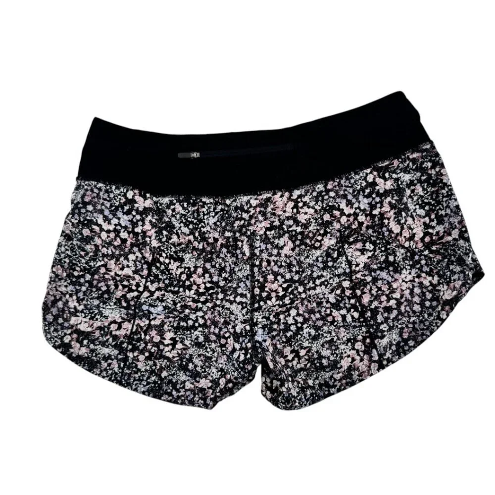 Lululemon Speed Up Short 4" Floral Spritz Multi Black Size 10 Lined Pocket - Picture 3 of 4